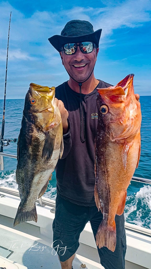 Happy with calico bass and Pargo
